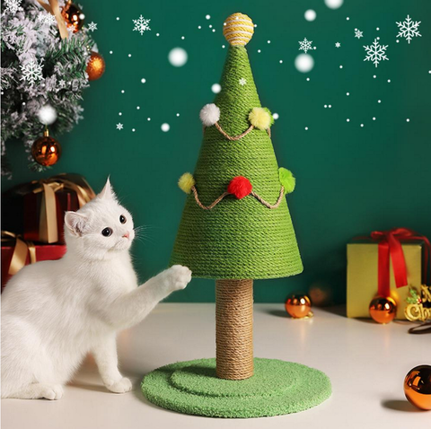 Cat Scratching Board Christmas Tree Shape Christmas Tree Cat Scratcher Wear-resistant Natural Sisal