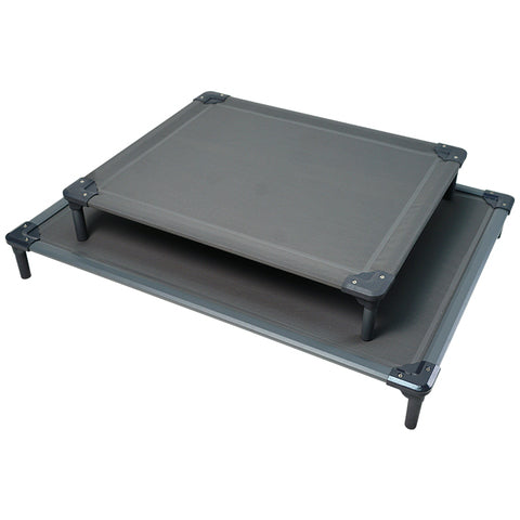 Chew Proof Elevated Dog Bed - Cooling Raised Pet Cot - Silver Aluminum Frame and Durable Teslin Mesh Fabric, Unique Desi