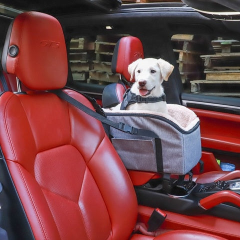 Peppy Buddies Multi Functional Pet Car Booster Seat Small Dogs Armrest Booster Seat Middle Console Dog Bed Car